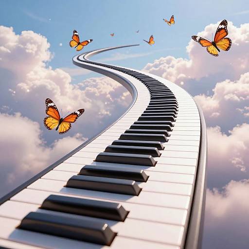 Endless Piano Keys in Sky