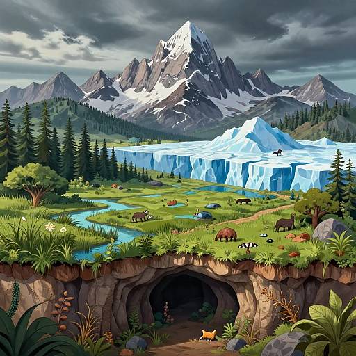 Multi-Biome Ecosystem Cross-Section