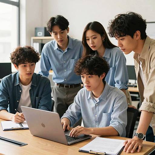 Young Professionals Collaborating in Modern Office