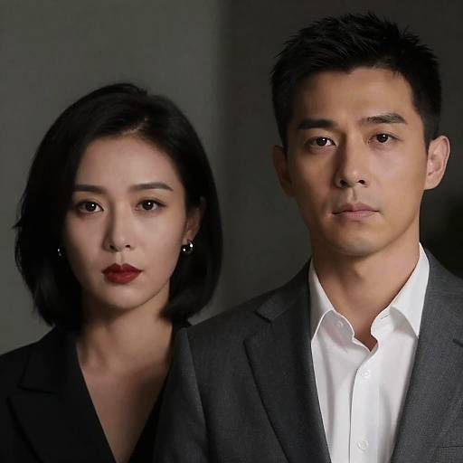 Dramatic Portrait of Two Asian Individuals