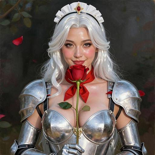 Photorealistic Portrait of White-Haired Woman