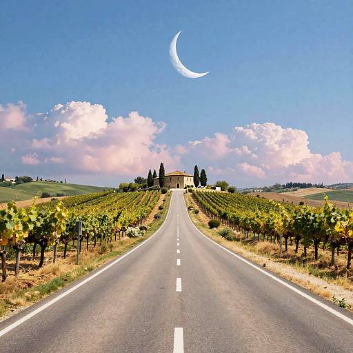 Tuscany Road Under Starry Sky