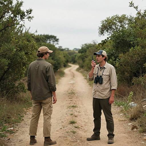 Two Men on Dirt Path in Nature