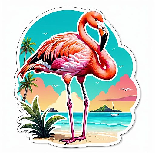 Vibrant Flamingo Sticker Design for Beach Vibrant Flamingo Sticker Design for Beach