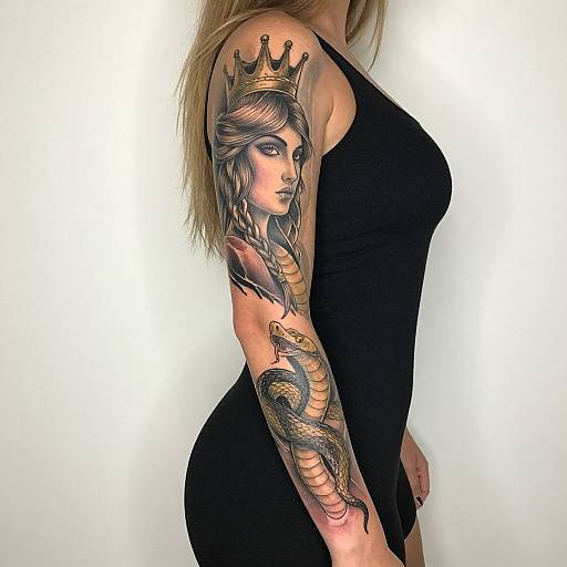 Woman with Intricate Full-Sleeve Tattoo