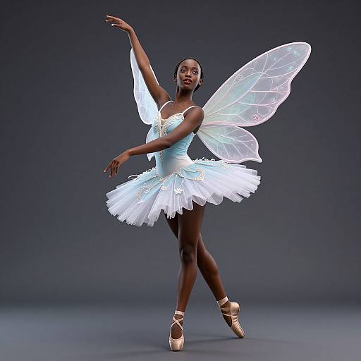 Elegant Ethiopian Ballet Dancer with Wings