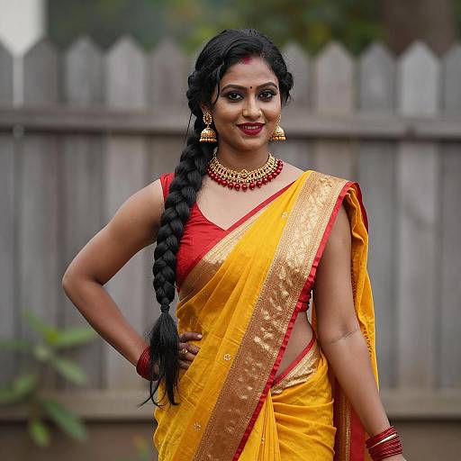 Elegant Woman in Vibrant Saree Portrait