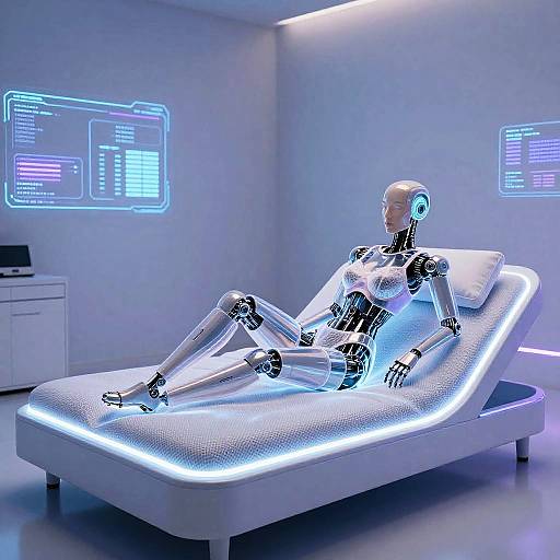 Futuristic AI Lingerie in Tech Bedroom