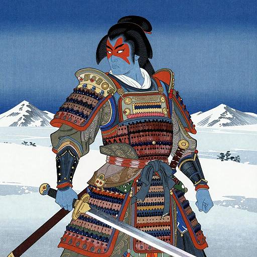Half-Orc Female Warrior in Ukiyo-e Style