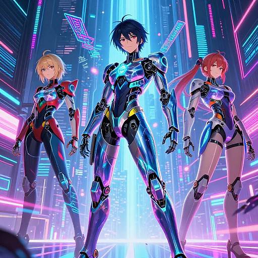 Futuristic Neon AI Anime Characters