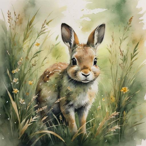 Serene Watercolor of a Small Animal