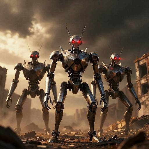 Menacing Robotic Creatures in Ruins