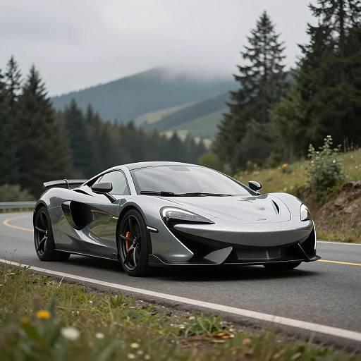 Sporty Car in Scenic Mountain Landscape