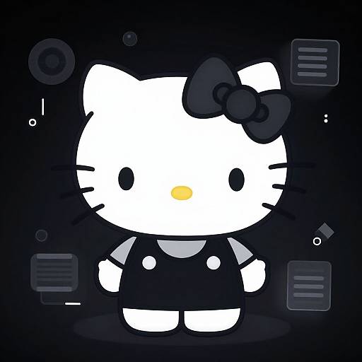 Hello Kitty Minimalist AI Art