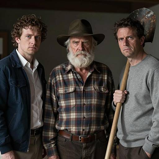 Three Men in Dim Light: A Portrait