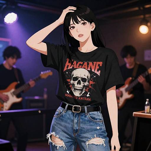 Edgy Young Woman in Underground Venue