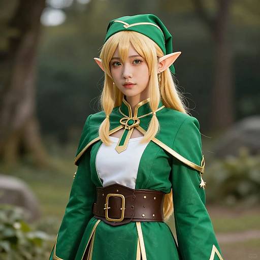 Blonde Elf in Green Attire