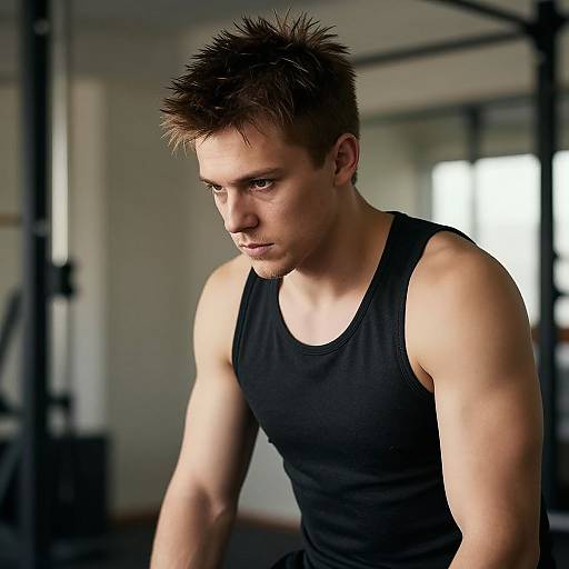 Athletic European Man in Gym