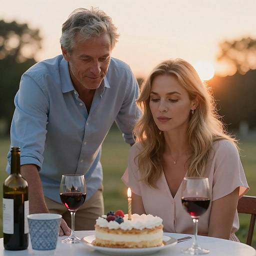 Romantic Sunset Table Setting Photograph