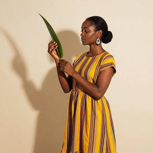 Woman in Yellow Striped Dress