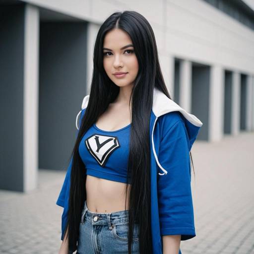 Young woman in urban casual cosplay outfit