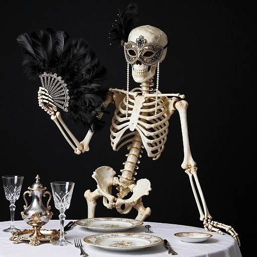 Elegant Skeleton in Venetian Masquerade
