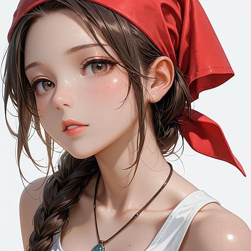 Portrait of Young Woman with Red Bandana