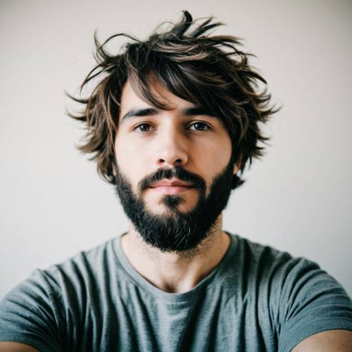 Casual young man with messy hair and beard