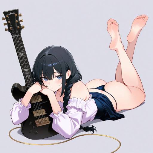 Sultry Beauty Strumming Guitar Elegantly Sultry Beauty Strumming Guitar Elegantly