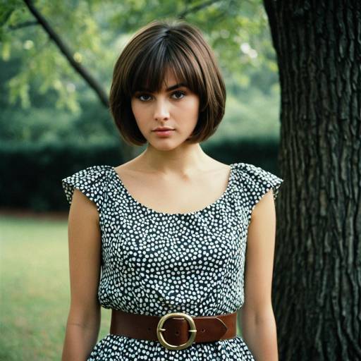 Young Woman in Polka Dot Dress Outdoors