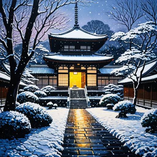 Twilight Serenity: Japanese Temple Garden Twilight Serenity: Japanese Temple Garden