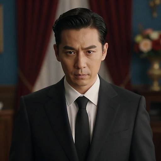 Man in Suit Against Elegant Backdrop