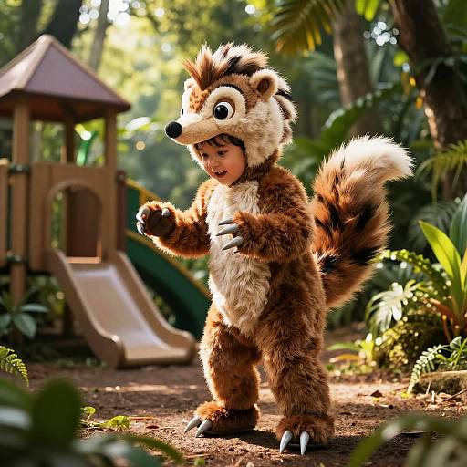 Child in Anteater Costume Jungle Play