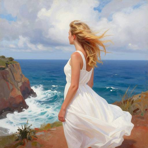 Strawberry Blonde Model on Cliff