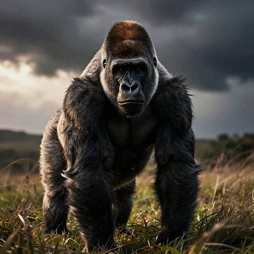 Cinematic Storm-Swept Silverback Gorilla Portrait
