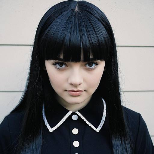 Wednesday Addams Black Hair Close-up