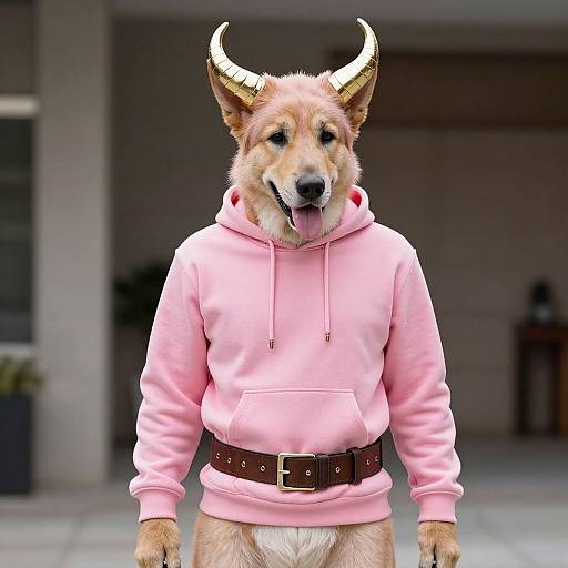 Pink Shepherd in Horned Hoodie