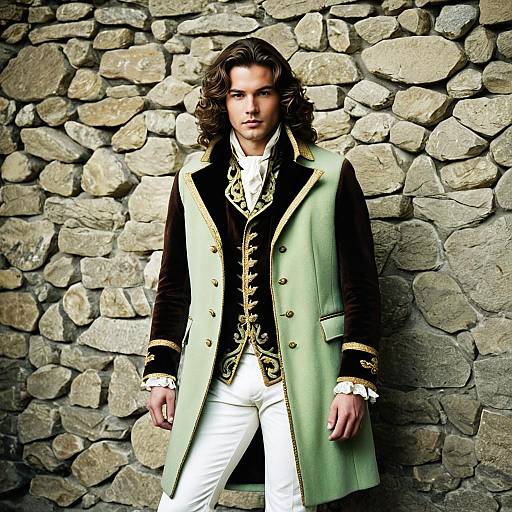 Young Man in Baroque Style Vintage Outfit