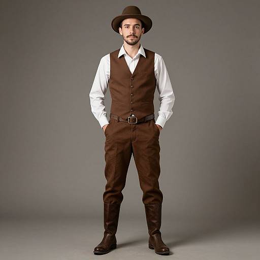 Retro Male Outfit with Brown Vest
