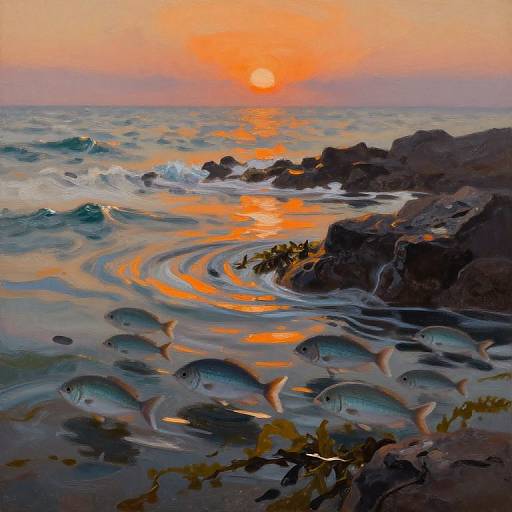 Impressionistic Mullet Fish Schooling