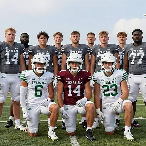 Football Team Portrait on Green Field