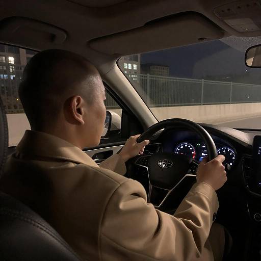 Man Driving Car at Night