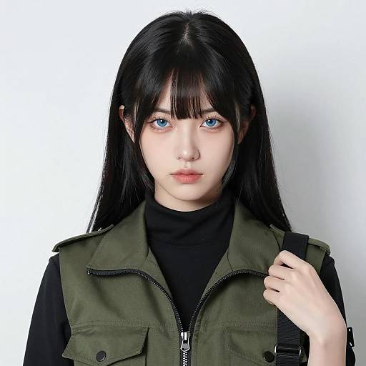 Portrait of a Young Woman in Military Style