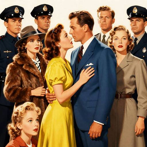 1940s Vintage Movie Poster Illustration