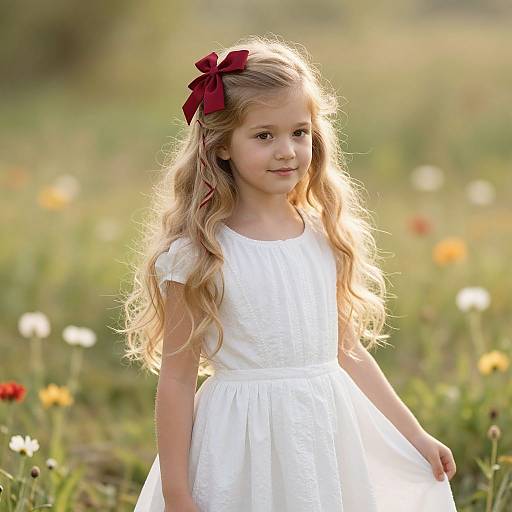 Young Girl in Elegant White Dress