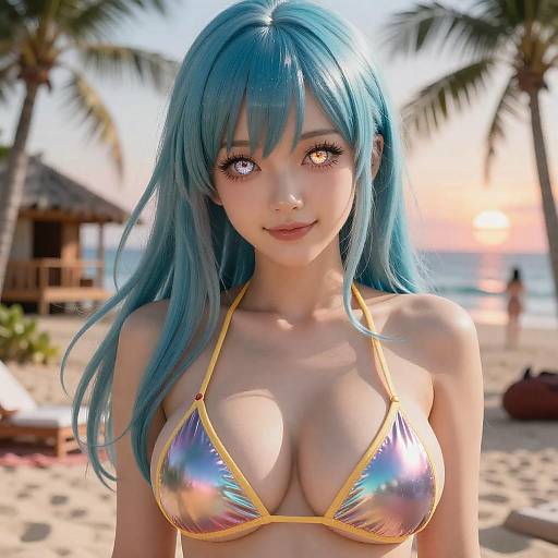 Gyaru Tropical Sunset 8K Sensual Portrait