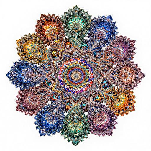 Epic Filigree Pointillism Robot on White