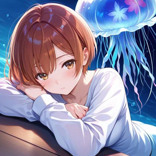 Anime Girl with Jellyfish