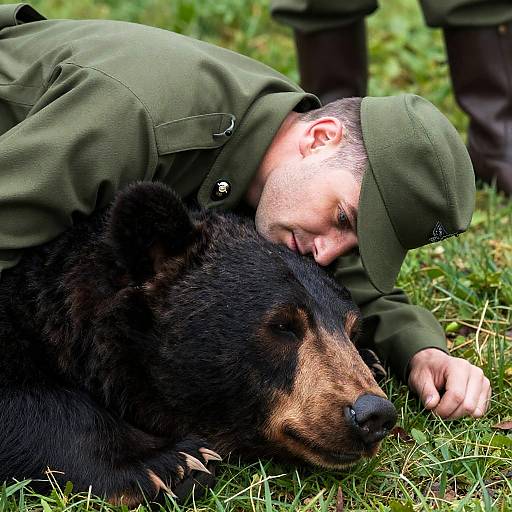 Man and Bear: A Peaceful Encounter