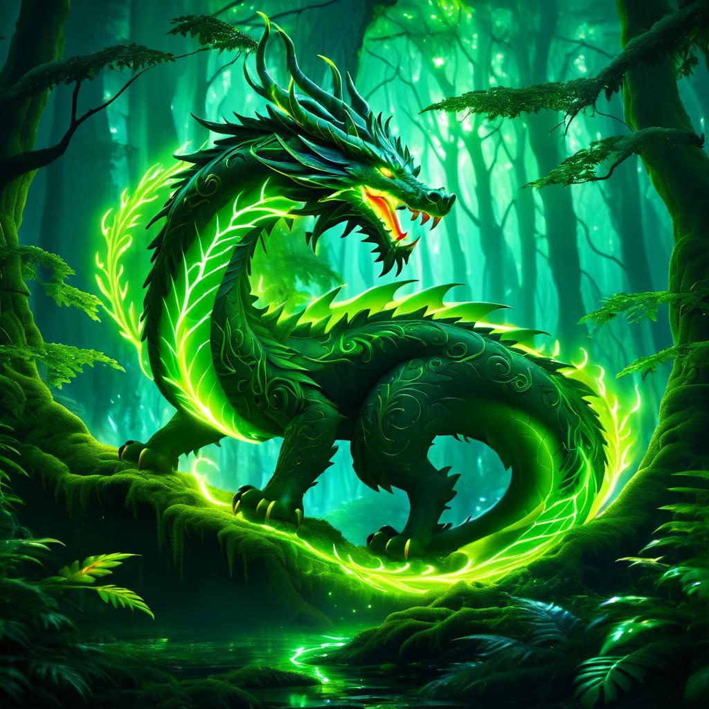 Fierce Dragon in Mystical Forest Art